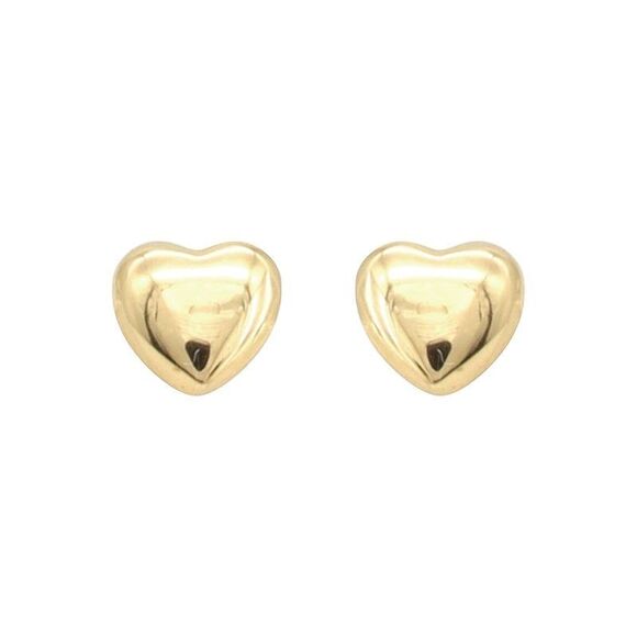 Heart Stud Earrings 18K Solid Yellow Gold